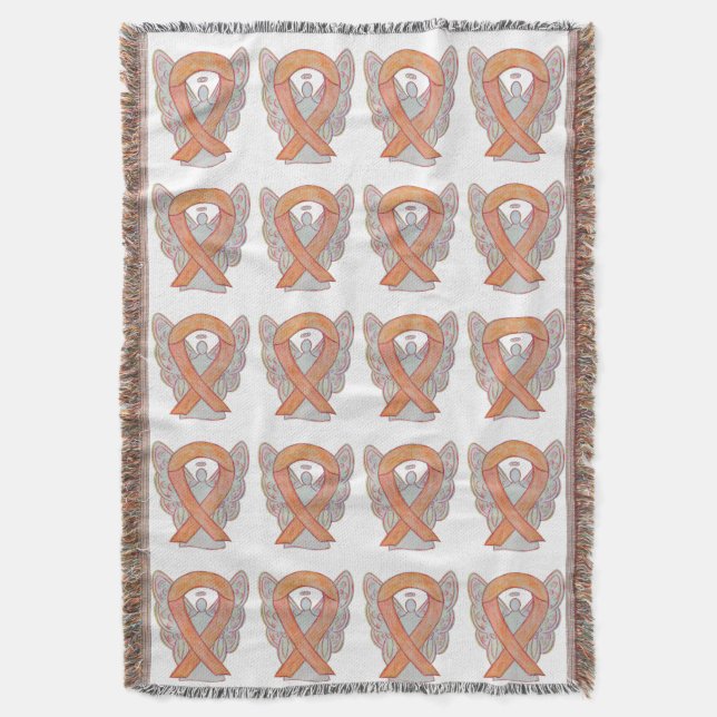 Endometrial Cancer Awareness Ribbon Throw Blankets (Front Vertical)