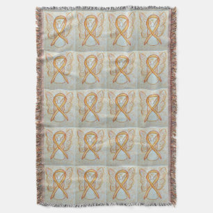 Endometrial Cancer Awareness Ribbon Throw Blankets