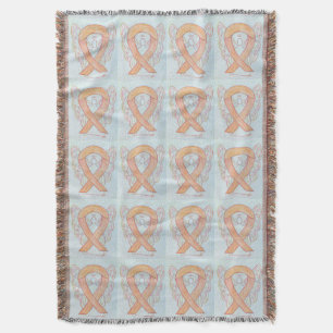 Endometrial Cancer Awareness Ribbon Throw Blankets