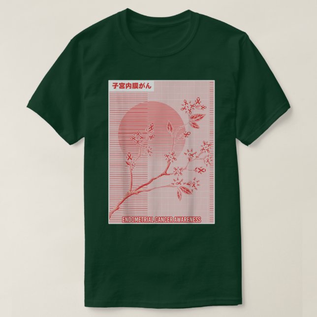 Endometrial Cancer Awareness Sakura Cherry Blossom T-Shirt (Design Front)