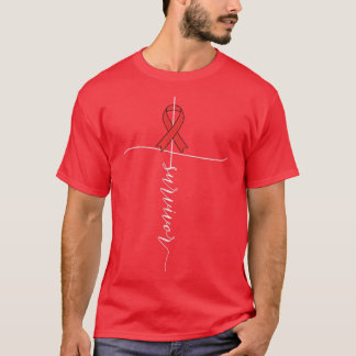 Endometrial Cancer Awareness Survivor Peach Ribbon T-Shirt