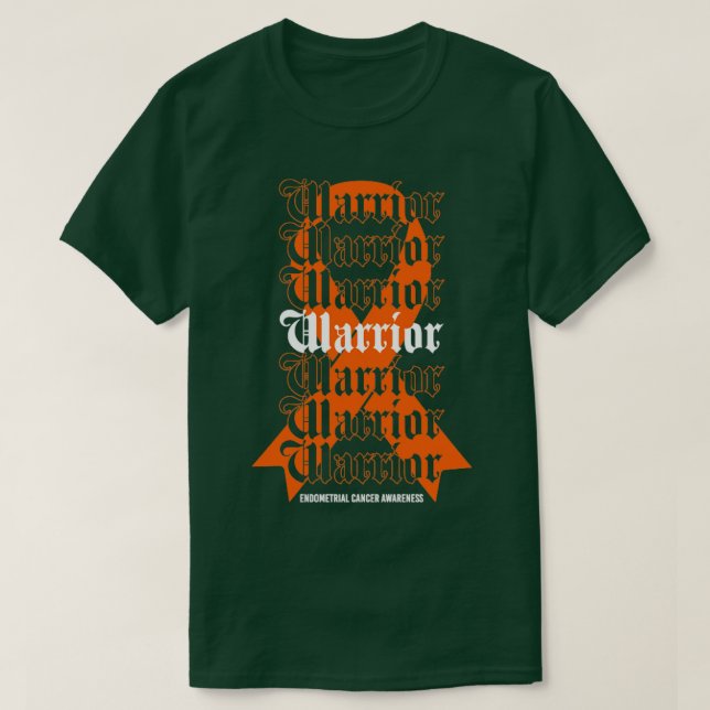 Endometrial Cancer Awareness Warrior Peach Ribbon  T-Shirt (Design Front)