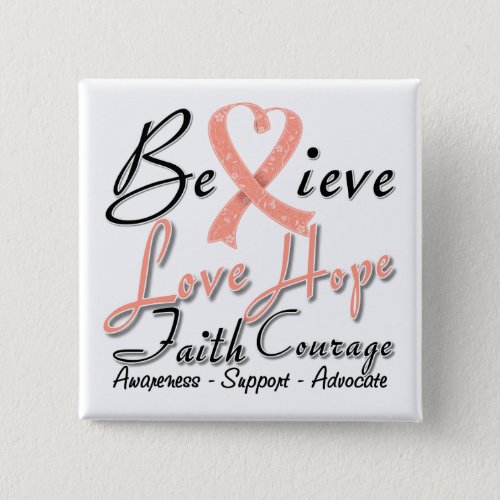 Endometrial Cancer Believe Heart Collage Button