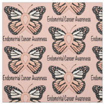 Endometrial Cancer Butterfly Awareness Ribbon Fabric