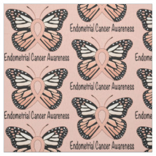 Endometrial Cancer Butterfly Awareness Ribbon Fabric