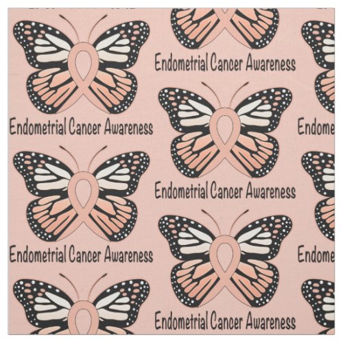 Endometrial Cancer Butterfly Awareness Ribbon Fabric