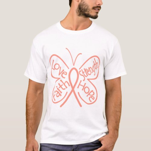 Endometrial Cancer Butterfly Inspiring Words T_Shirt