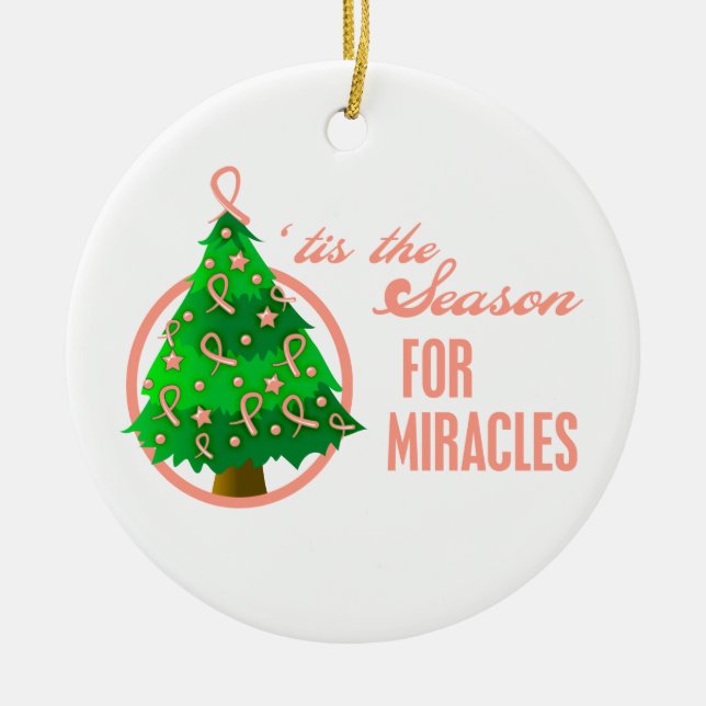 Endometrial Cancer Christmas Miracles Ceramic Ornament (Front)