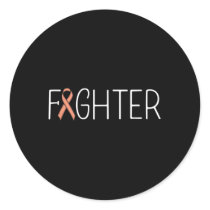Endometrial Cancer Fighter Peach Uterine Cancer Aw Classic Round Sticker