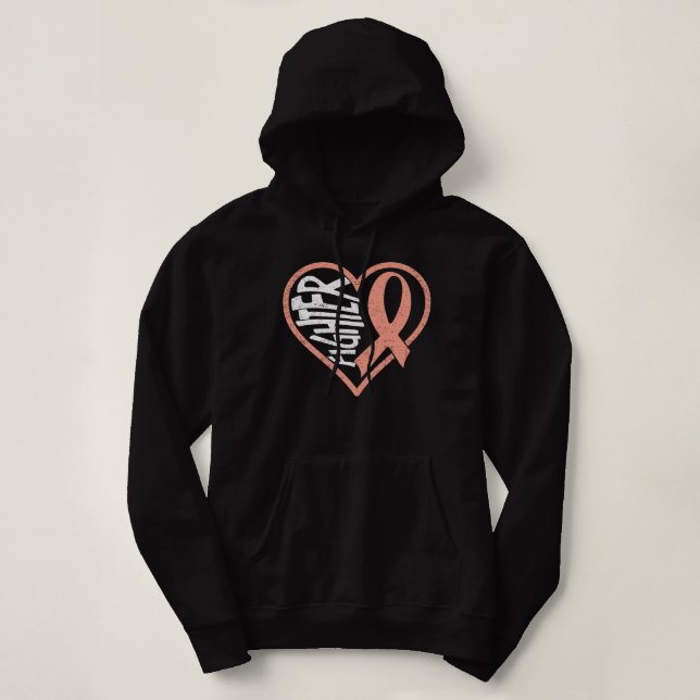 Endometrial Cancer Fighter Peach Uterine Cancer Aw Hoodie (Design Front)