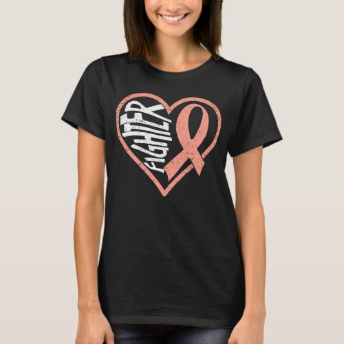 Endometrial Cancer Fighter Peach Uterine Cancer Aw T_Shirt