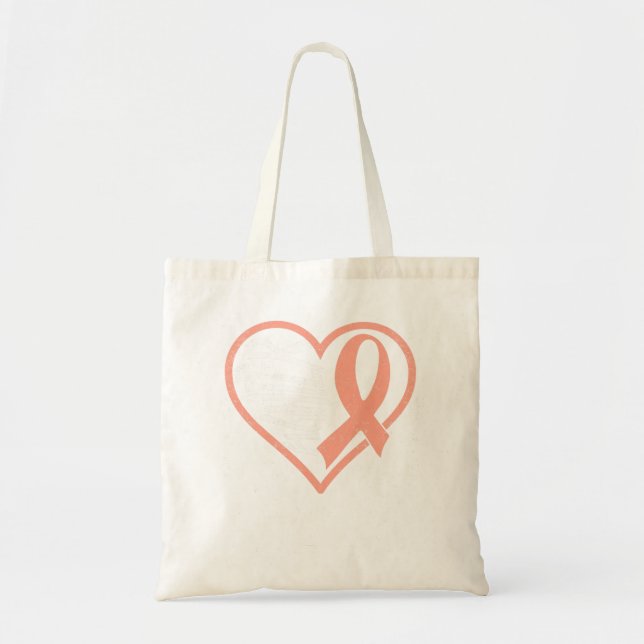 Endometrial Cancer Fighter Peach Uterine Cancer Aw Tote Bag (Front)