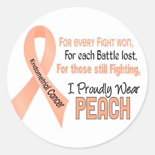 Endometrial Cancer For EveryI Proudly Wear Peac Classic Round Sticker