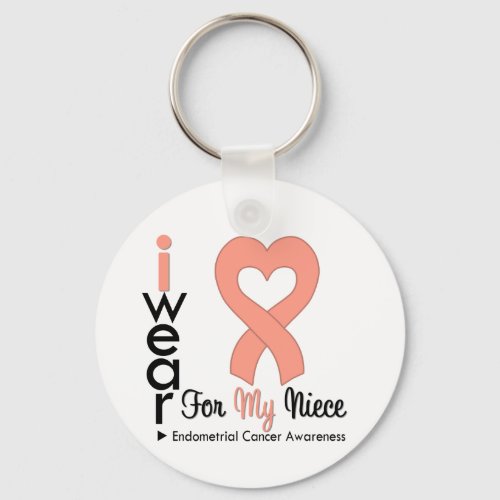 Endometrial Cancer Heart Ribbon NIECE Keychain