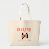 Endometrial Cancer Hope Butterfly Large Tote Bag