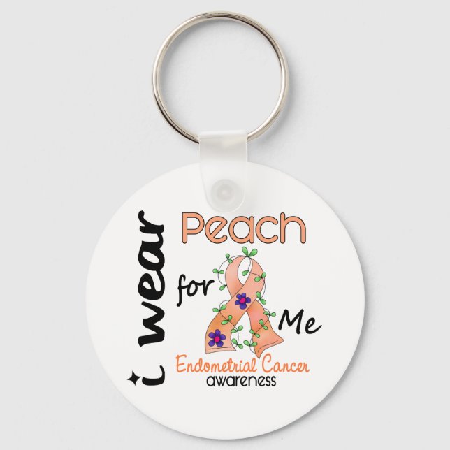 Endometrial Cancer I Wear Peach For Me 43 Keychain (Front)