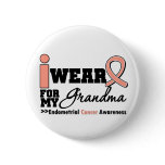 Endometrial Cancer I Wear Peach Ribbon For Grandma Pinback Button