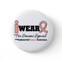 Endometrial Cancer I Wear Peach Ribbon For Someone Pinback Button