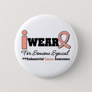 Endometrial Cancer I Wear Peach Ribbon For Someone Pinback Button