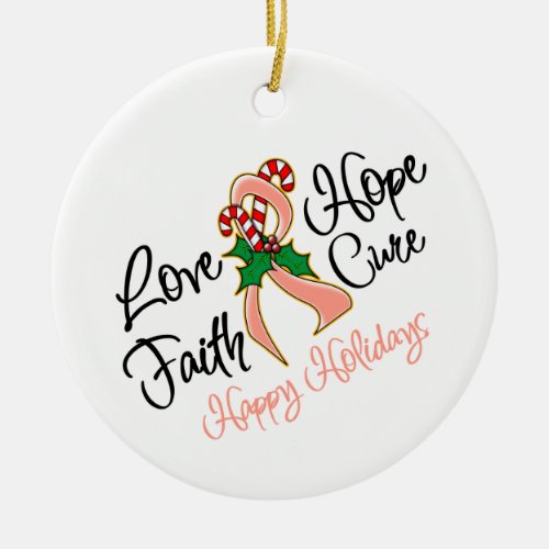 Endometrial Cancer Love Hope Holidays Ceramic Ornament