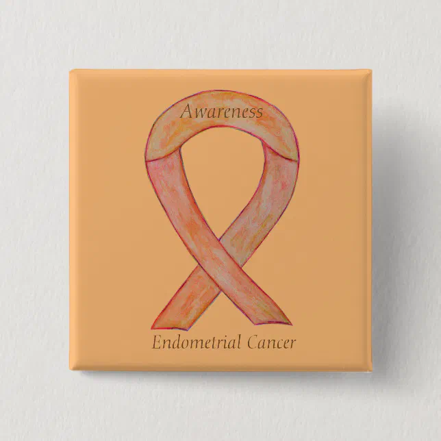 Peach Cancer Ribbons Endometrial Cancer Peach Awareness Ribbon Pins | Zazzle