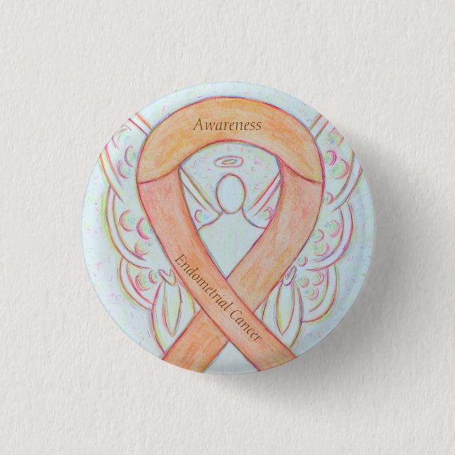 Endometrial Cancer Peach Awareness Ribbon Pins (Front)
