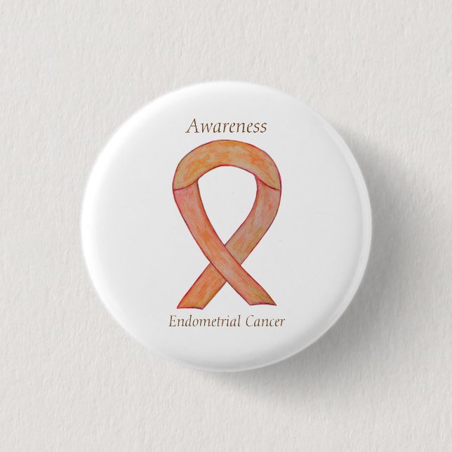 Endometrial Cancer Peach Awareness Ribbon Pins (Front)