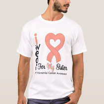 Endometrial Cancer Peach Heart Ribbon SISTER T-Shirt