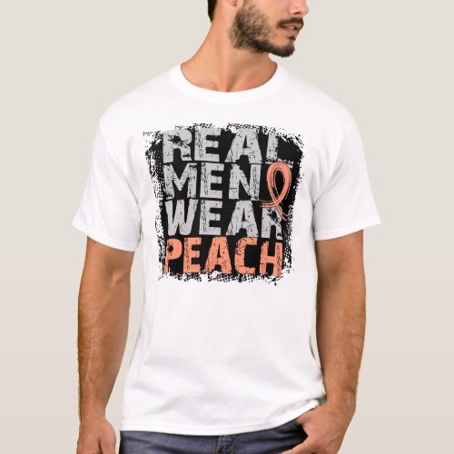 Endometrial Cancer Real Men Wear Peach T_Shirt
