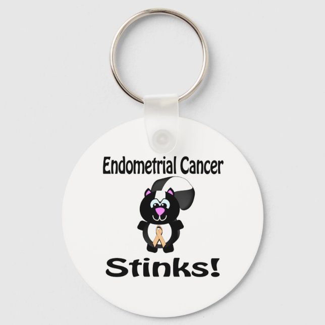 Endometrial Cancer Stinks Skunk Awareness Design Keychain (Front)