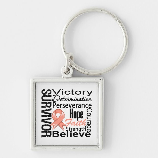 Endometrial Cancer Survivor Collage Keychain (Front)