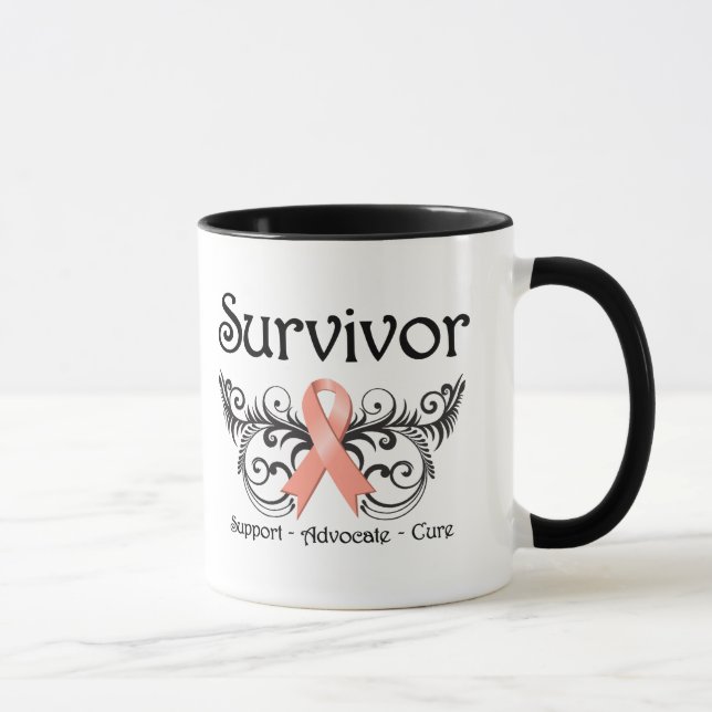 Endometrial Cancer Survivor Floral Deco Mug (Right)