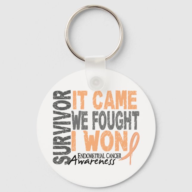 Endometrial Cancer Survivor It Came We Fought Keychain (Front)