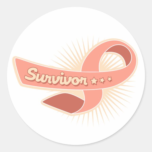 Endometrial Cancer Survivor Ribbon Classic Round Sticker (Front)