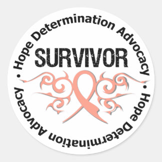Endometrial Cancer Survivor Tribal Ribbon Classic Round Sticker