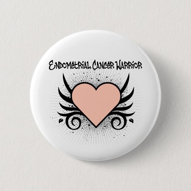 Endometrial Cancer Warrior Heart Button (Front)