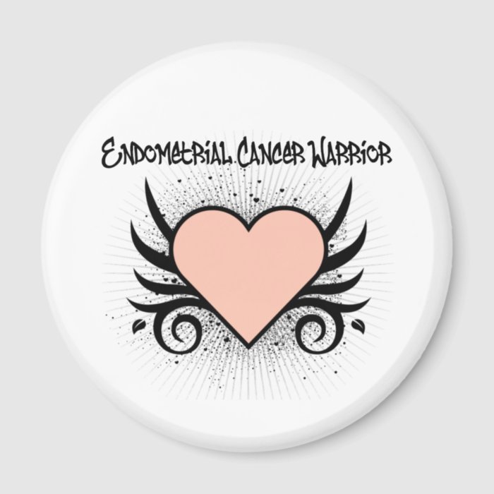 Endometrial Cancer Warrior Heart Refrigerator Magnet