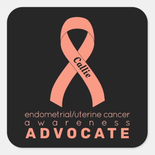 EndometrialUterine Cancer Advocate Black Square Sticker