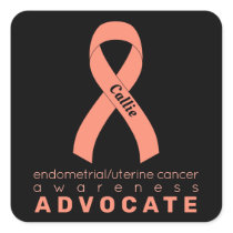Endometrial/Uterine Cancer Advocate Black Square Sticker