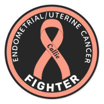 Endometrial/Uterine Cancer Fighter Ribbon Black Classic Round Sticker