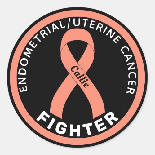 EndometrialUterine Cancer Fighter Ribbon Black Classic Round Sticker