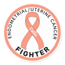 Endometrial/Uterine Cancer Fighter Ribbon White Classic Round Sticker