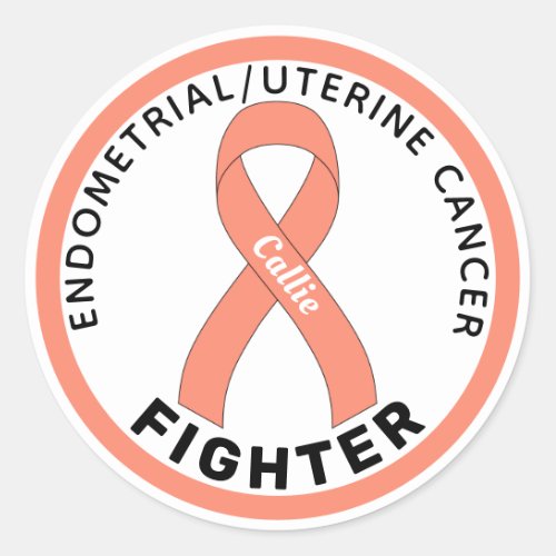 EndometrialUterine Cancer Fighter Ribbon White Classic Round Sticker