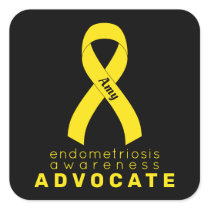 Endometriosis Advocate Black Square Sticker