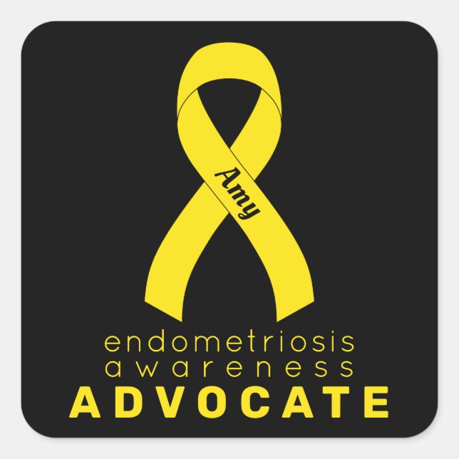 Endometriosis Advocate Black Square Sticker (Front)