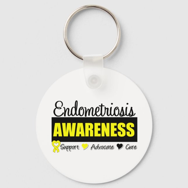 Endometriosis Awareness Badge Keychain (Front)