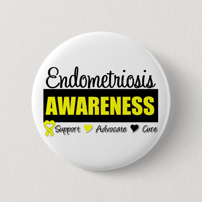 Endometriosis Awareness Badge Pinback Button (Front)