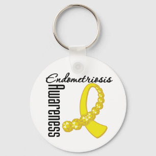 Endometriosis Awareness Gemstone Ribbon Keychain