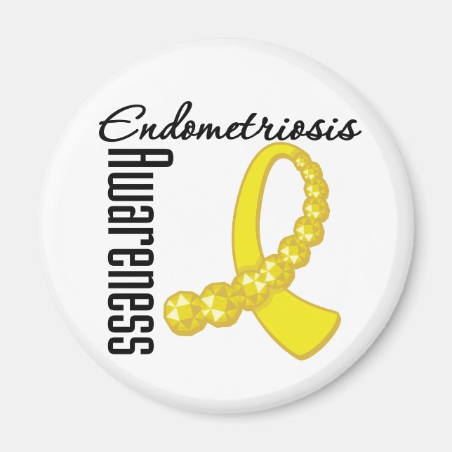Endometriosis Awareness Gemstone Ribbon Magnet (Front)