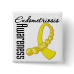 Endometriosis Awareness Gemstone Ribbon Pinback Button